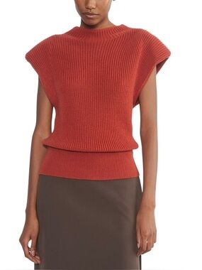 Aritzia Babaton Hazlitt Sweater Vest Red Orange Merino Wool Sleeveless Sz S